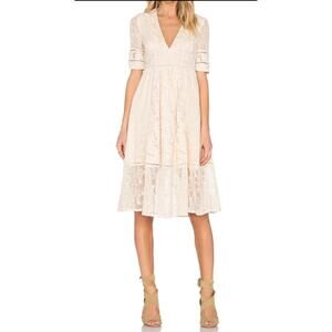Free People Mountain Laurel ivory crocheted lace midi dress Size 0 Boho Romantic